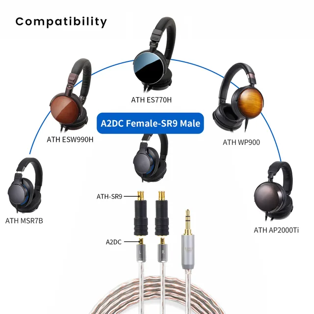 OKCSC Earphone Adater ATH A2DC Female to ATH SR9 Male