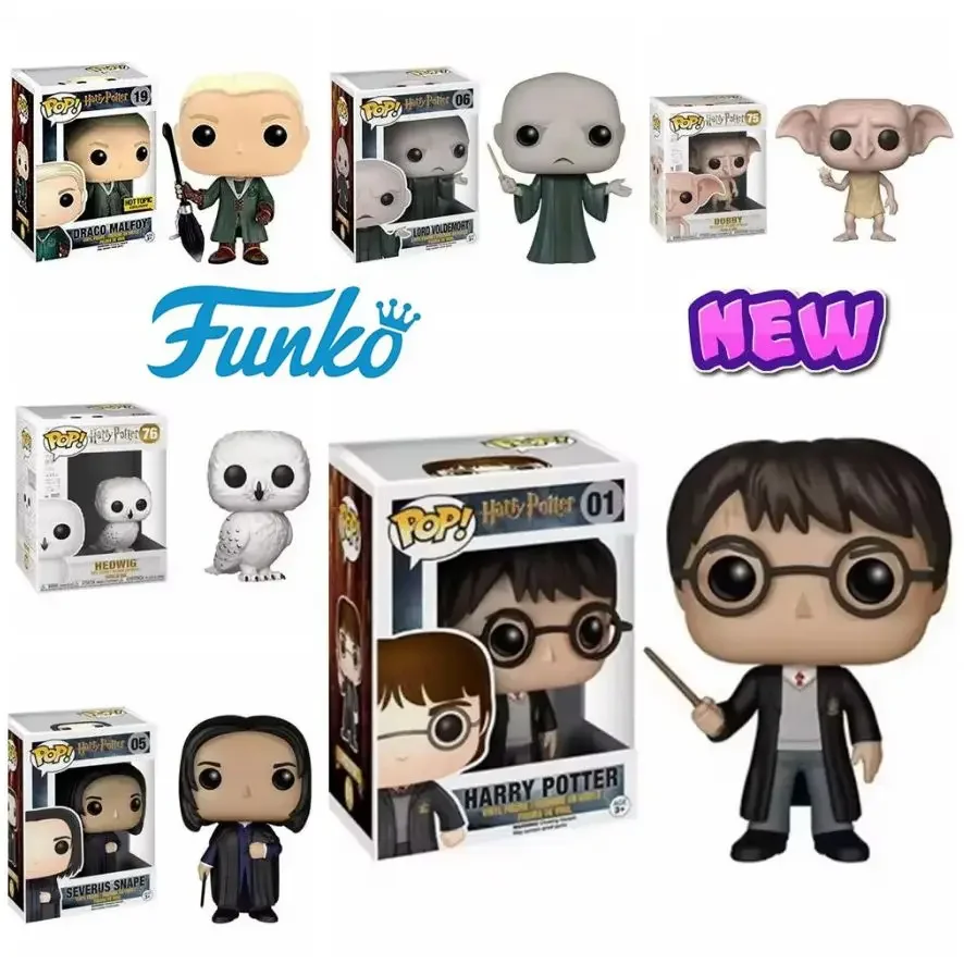 Figuras de PVC de Funko Pop Harry Potter 01# 05# 06# 19# 75# 76# Snape Malfoy Dobby Hedwig, juguetes coleccionables a precio de ganga