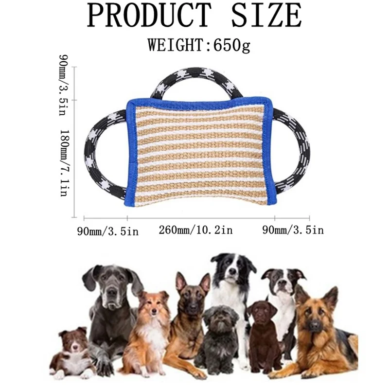 Dog Tug Toy Dog Training Bite Pillow Jute Bite Toy - Best for Tug of War,  Puppy Training Interactive Play - Interactive Toys for Small and Medium  Dogs