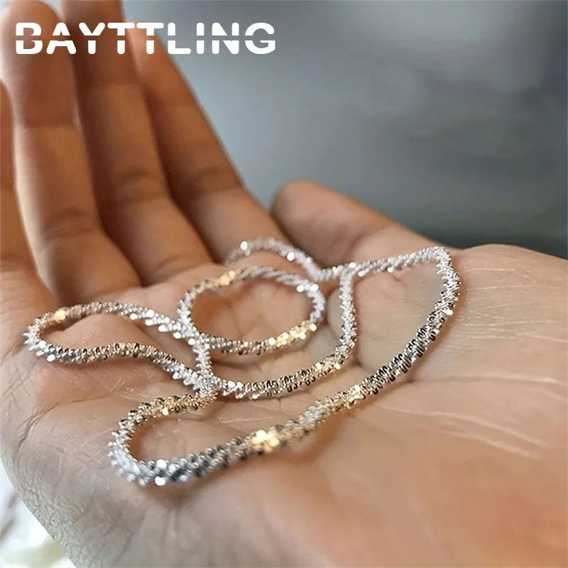 925 Sterling Silver Necklace 40-75cm Women Couple Wife Anniversary Gift Jewelry Accessories