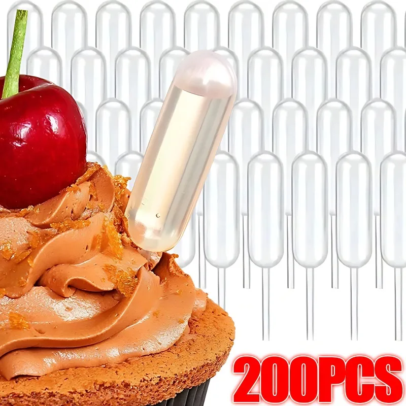Mini Dropper Disposable Jam Dropper for Cupcake 4ml Sauce Squeeze Transfer Pipettes Dessert Stuffed Cake Decor 50/200Pcs