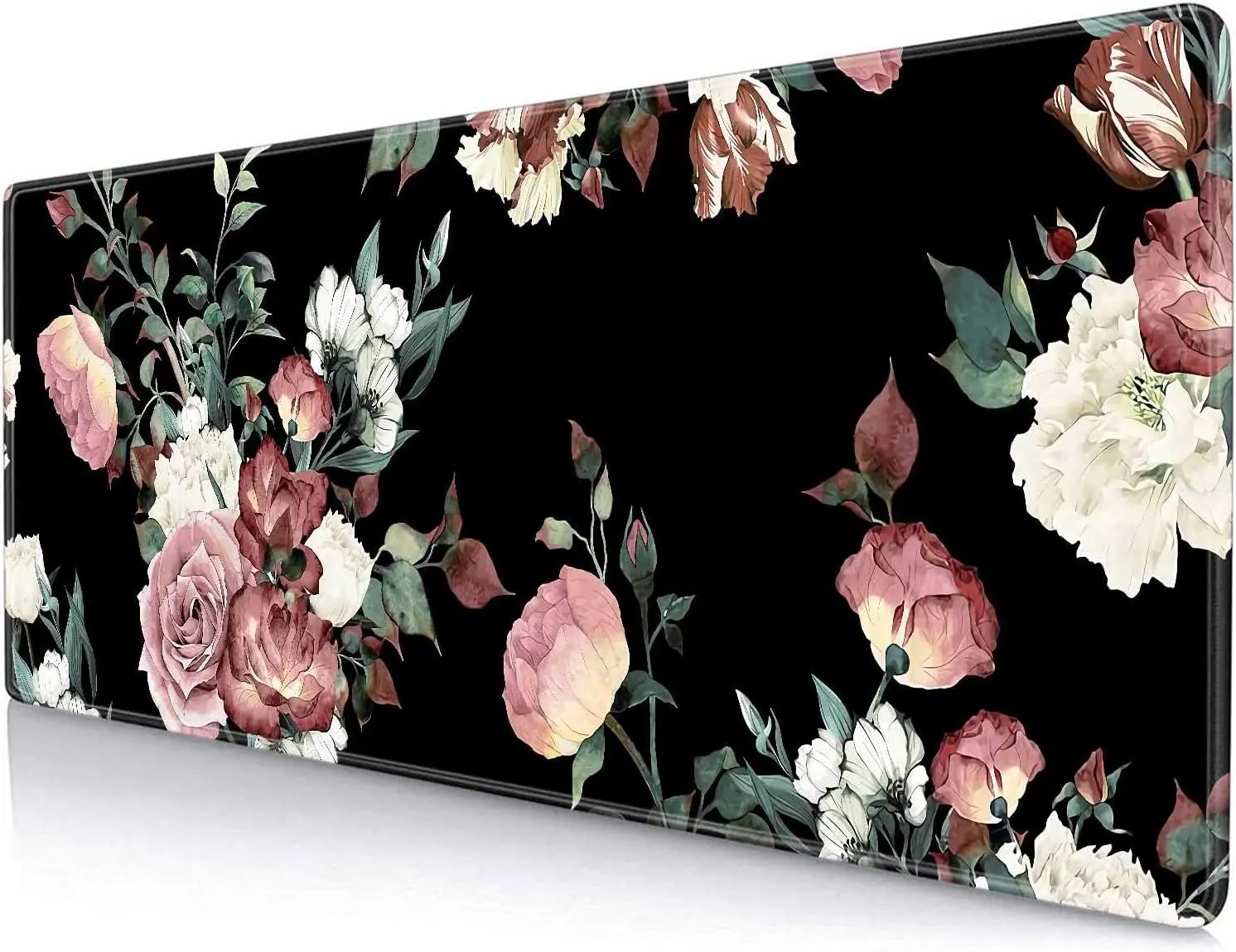 Adorable Rose Flower Large Gaming Mouse Pad Cute Desk Decor Home Office Desk Pad with Non-Slip Rubber Base 31.5x11.8x0.12 Inch adorable rose flower large gaming mouse pad cute desk decor home office desk pad with non slip rubber base 31 5x11 8x0 12 inch