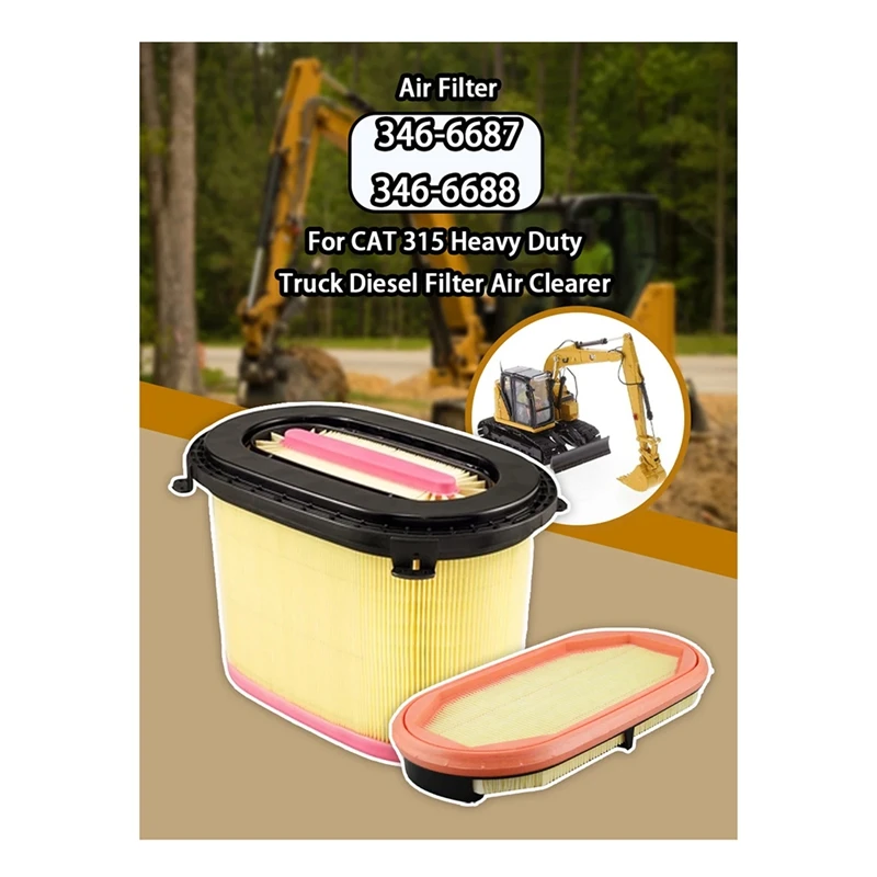 

Excavator Air Filter 346-6687 346-6688 For CAT 315 Heavy Duty Truck Diesel Filter Air Clearer Replacement Parts Accessories
