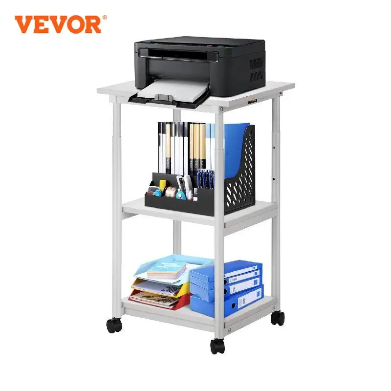 VEVOR Tiers White Printer Stand 48 x 39 x 77 cm Rolling Cart with  Adjustable Shelf  Lockable Wheels Mobile Table for Office AliExpress
