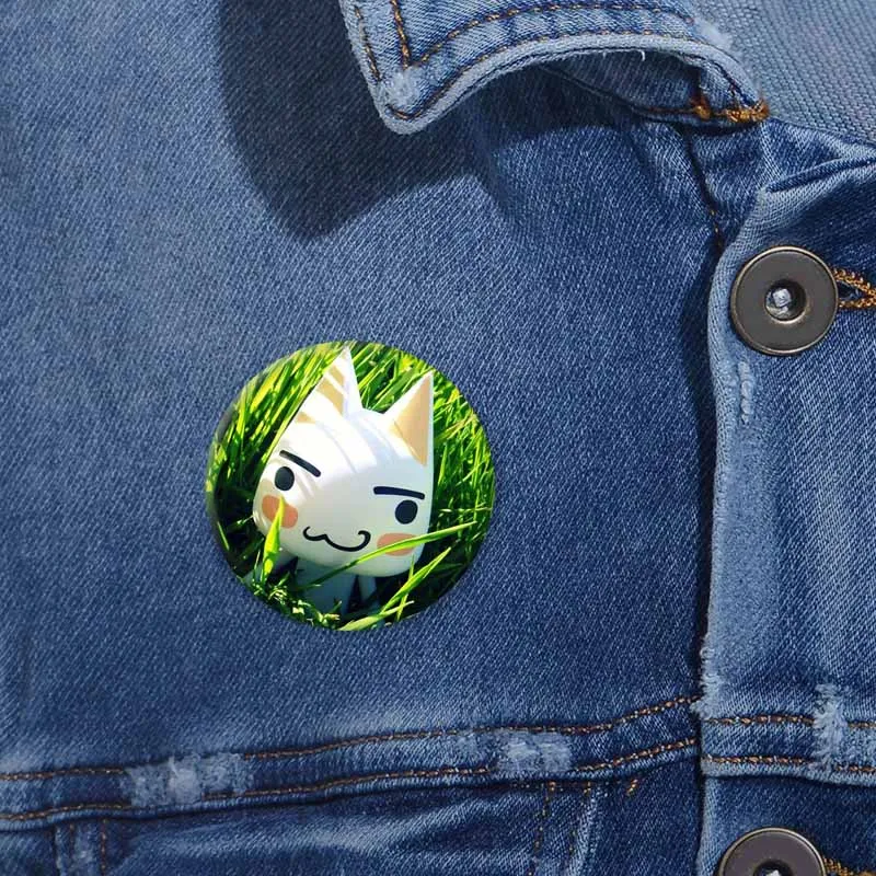 Kawaii Toro Inoue Cat Badge Cartoon Brooch Funny Anime Game Figure Soft Button Pins Handmade Round Bag Hat Decoration Jewelry
