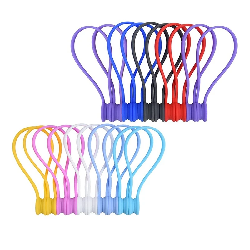 20 PCS, 7.48 Inch Magnetic Cable Holder Cable Ties Management Clips Cord Organizer Magnet Clips Cord Organizer