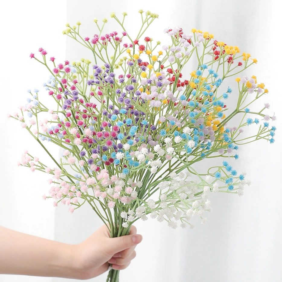 1 Bund künstlicher Babysbreath Weiß/Dunkelviolett/Hellviolett/Rosa/Rosenrot/Blau Fake Flowers Home Decor Party Decor Hochzeit – Detail 1