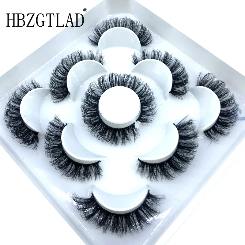 

HBZGTLAD False Eyelashes Cat-Eye Fluffy Faux Mink Lashes 8D Wispy Lashes 5 Pairs Pack Dramatic Long Thick Volume Eyelashes