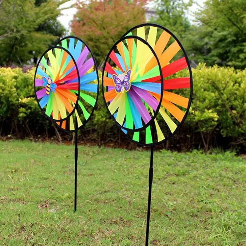 Colorful Polyester Wheel Windmill for Children Outdoor Activities and Garden Decoration 1pc