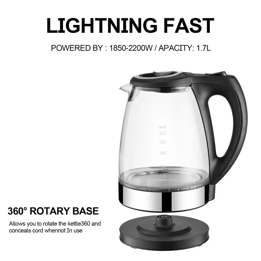 Glass Electric Kettle Boiling Water Boiler Household Transparent Automatic  Power Cut Thermal Insulation Large Capacit - Electric Kettles - AliExpress