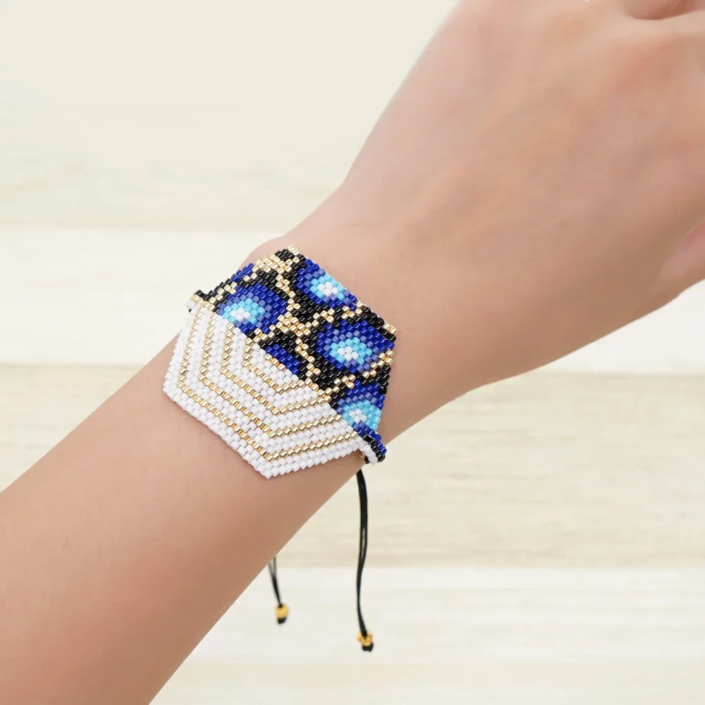 

Браслет с бусинами шестигранный лоскутный Леопардовый принт креативный модный минималистичный ручной вязки богемный регулируемый браслет