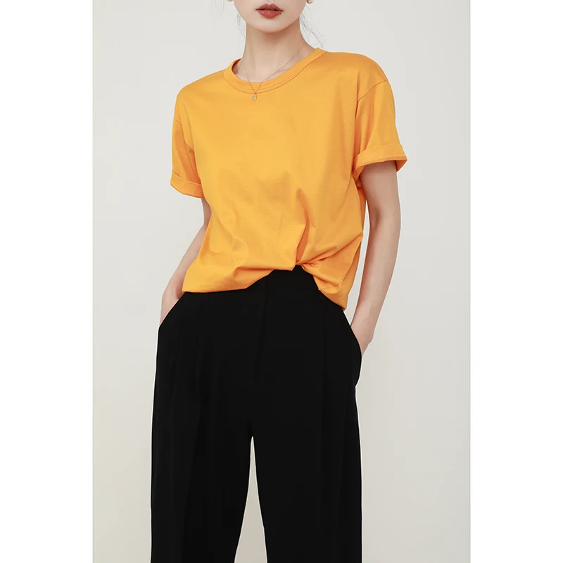 Camiseta De Manga Corta Con Ombligo Para Mujer, Jersey De Cuello Redondo, Top Corto De Color