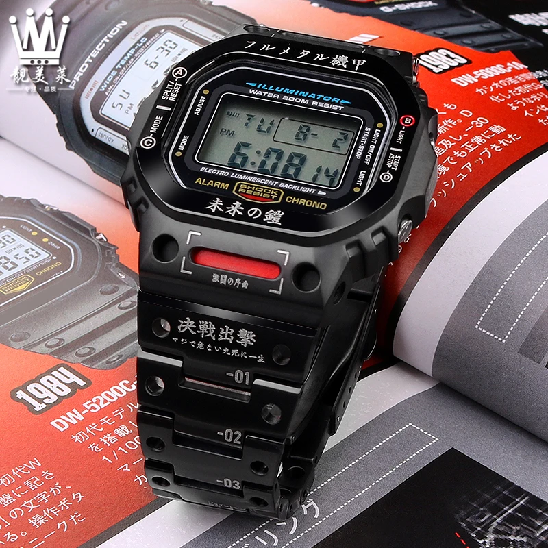 Casio DW-5600 dw5600 G-SHOCK用のMechaベゼルブレスレット,金属