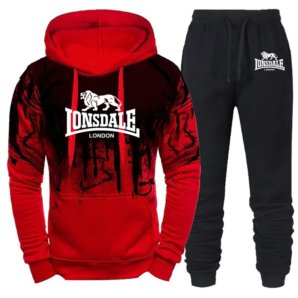 LONSDALE Men's Suit Is Comfortable Warm In Autumn Winter Business  Leisure Collar Zipper Coat+Trousers Men's Sweatshirt Suit