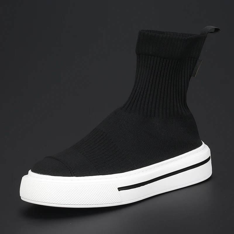 

Fashion New Breathable Mesh Cloth Shoes with Thick Soles Casual Trend Black High Top Board Shoes Comfortable Fashionable Shoes