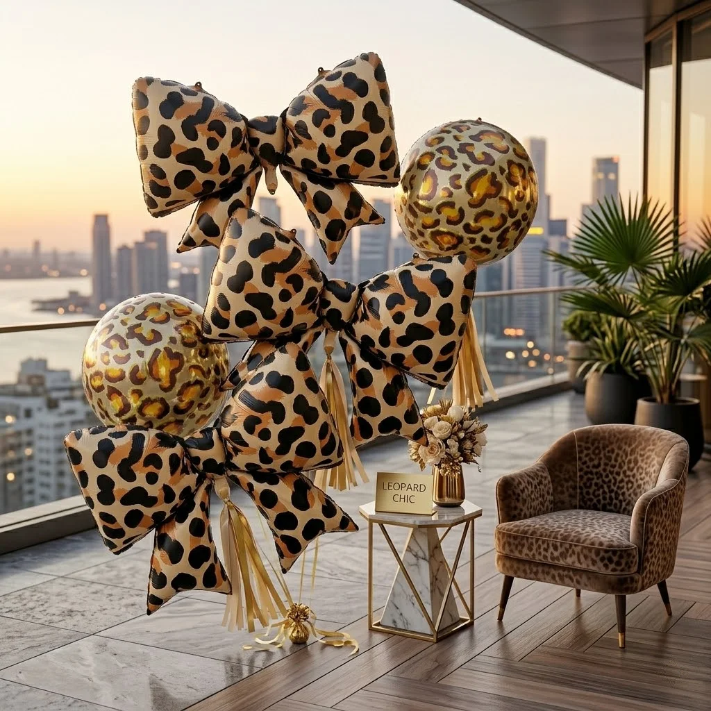 Riesige Leopardenmuster-Schleifenballons aus Mattfolie Safari-Dschungel-Wildtier-Thema für Geburtstag Junggesellenabschied Hochzeit Babyparty-Dekoration – Detail 4