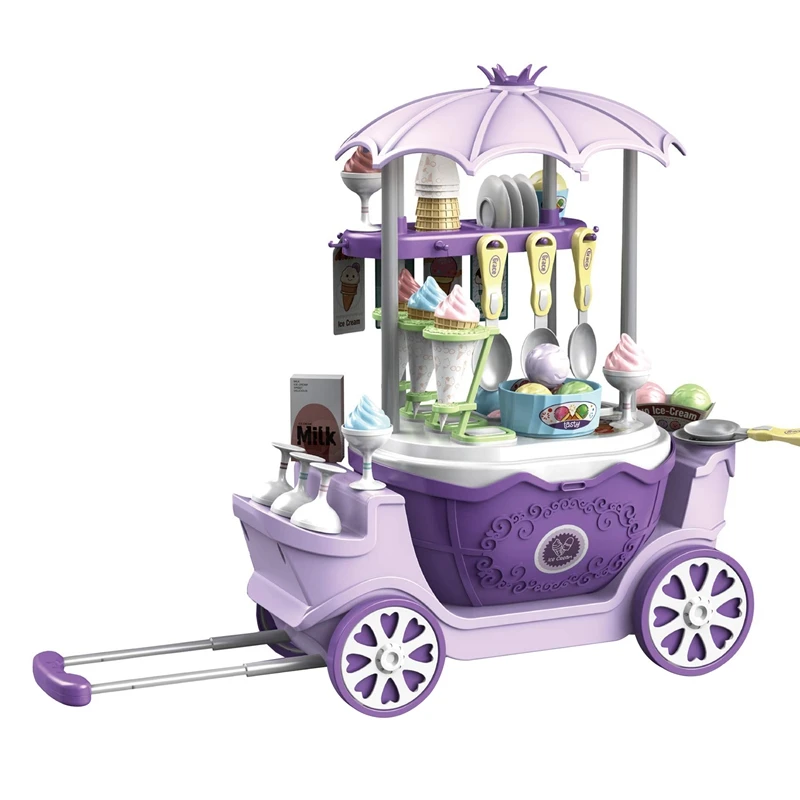 New-A28M-Ice Cream Shop Toys For Kid-Toddler Ice Cream Maker And Store Cart Pretend Playset Scoop And Learn Edutational Toy