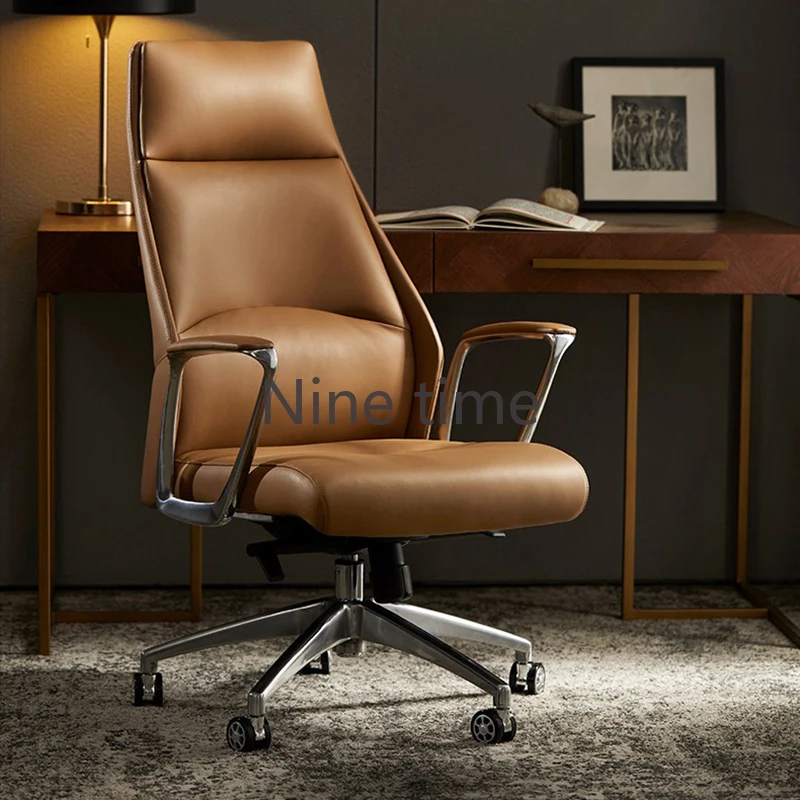 Vintage Comfortable Office Chairs Swivel Leather Protector Armrest Office Chairs Ergonomic Elastic Silla Plegable Furniture