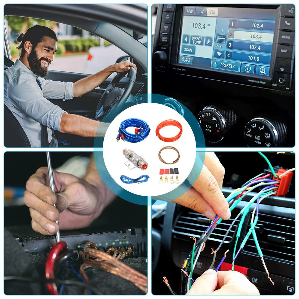 Car Audio Subwoofer Amplifier AMP 1500W 8GA 60AMP Wiring Fuse Holder Wire Cable Kit Vehicle Modification Parts car stereo accessories,audio speaker wiring kit,car amplifier wiring kit
