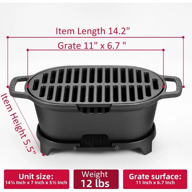 Chef-Master 90206 Cast Iron Mini Hibachi Grill Black