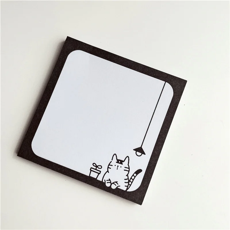 Memo Paper 50 Sheets Cartoon Brief Strokes Cute Cat Simple Style Kawaii Message Student To Do List Notes School Stationery