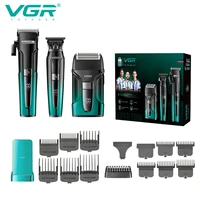 VGR gradient ribbon base charging hair care combination electric shaver rechargeable professional hair clippe carving pusher 694
