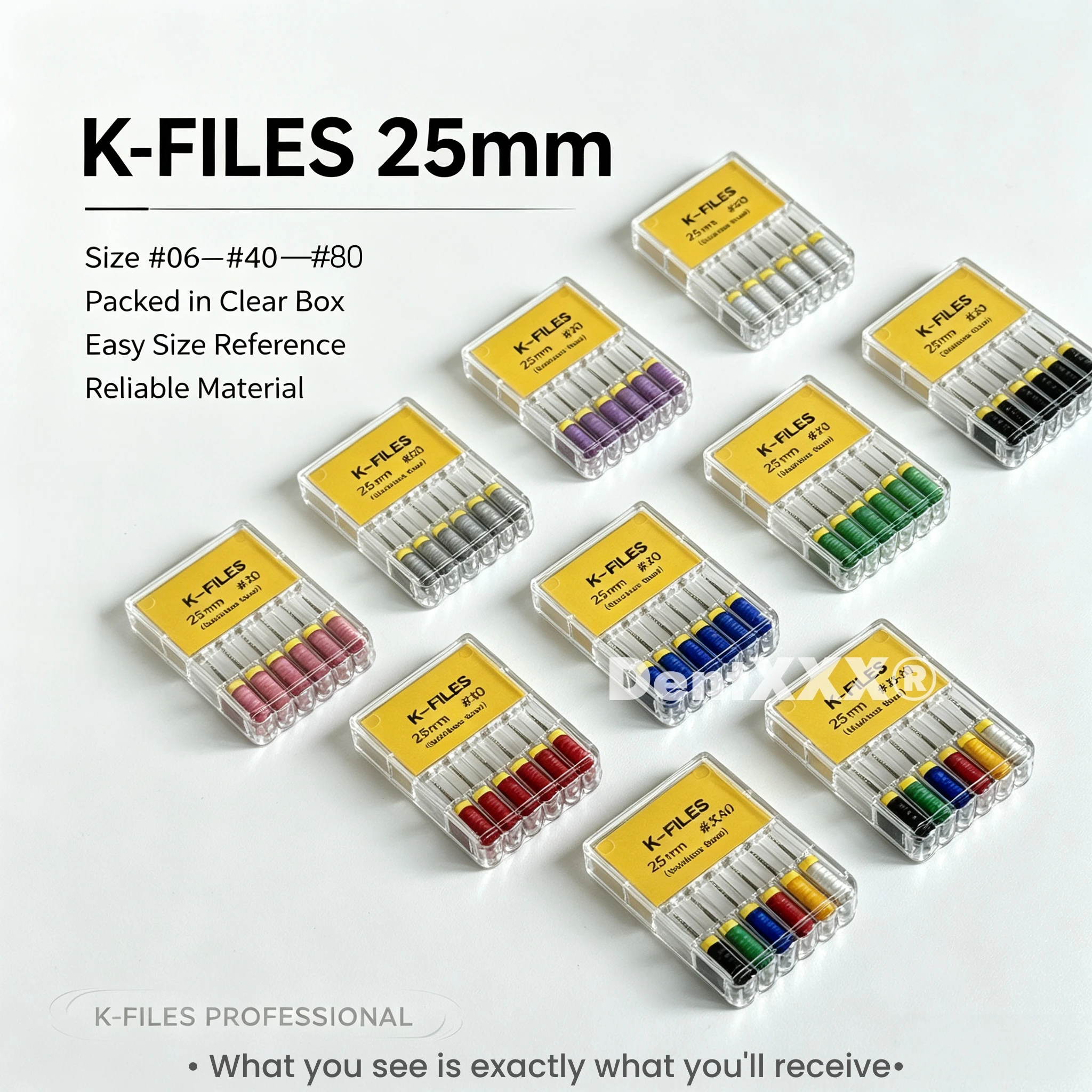6 Stück/Box Multi-Größen 25mm K-Feilen Werkzeuge Edelstahl Handfeilen-Set 25MM Präzisionswerkzeuge