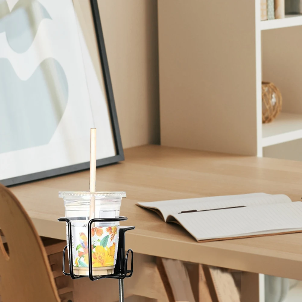 Home Clip On Table Cup Holder Horizontal Vertical Mount Anti Spill Office Desktop Mug Rack Metal Clamp Water Bottle Storage Tray cup storage holder
