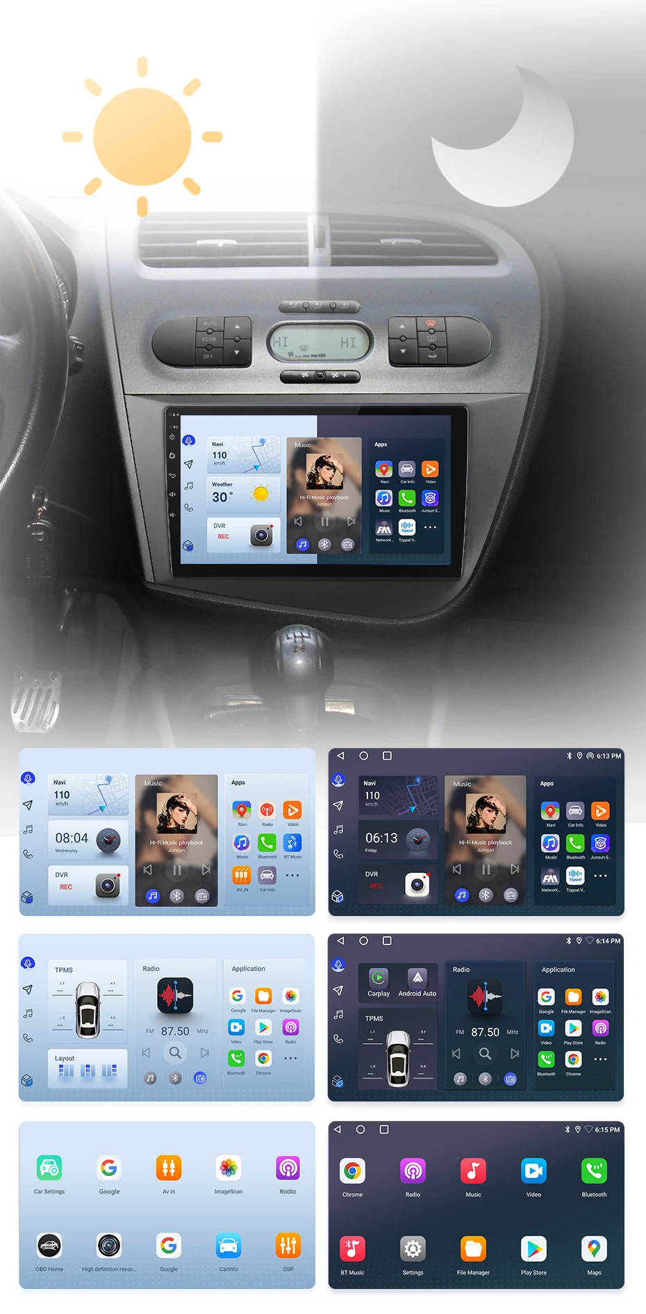 Junsun V1 AI Stimme Drahtlose CarPlay Android Auto Radio für Seat Leon 2 2005-2012 4G Auto Multimedia GPS 2din autoradio – Detail 8