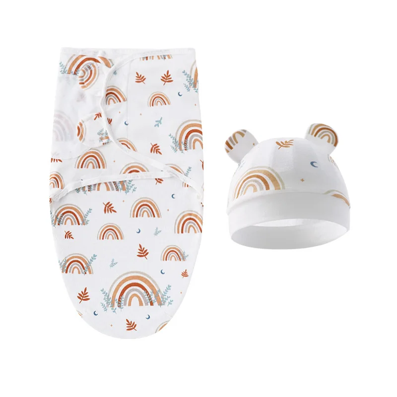 Cotton Baby Swaddle Blanket Wrap Hat Set Adjustable for Infant Newborn 0-3 Month swaddle blanket,cotton swaddle,blanket hat set
