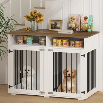 41" Double Dog Crate Furniture with Storage 1