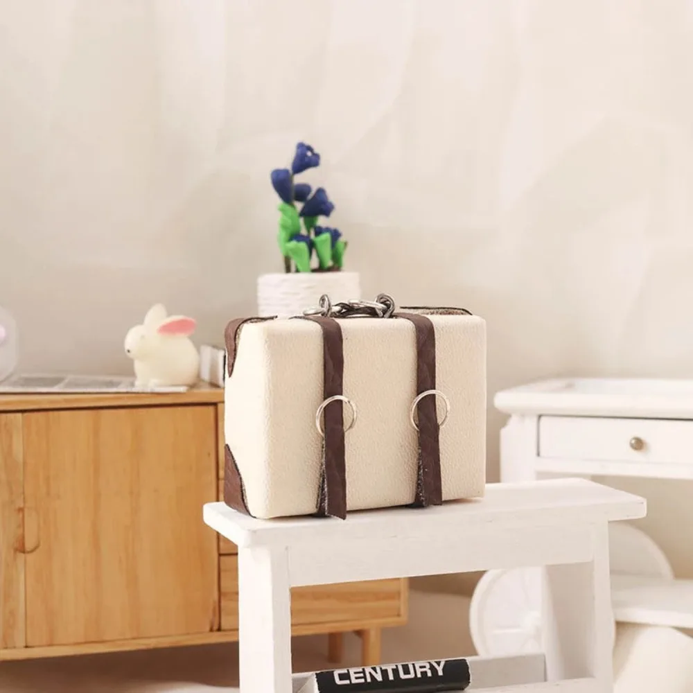 Dollhouse Furniture Leather Luggage Suitcase Model Leather Dollhouse Mini Suitcase Miniature Portable House Storage Box