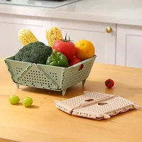 Plastic Collapsible Colander  Storage Basket Foldable Drain Basket with Resting Feet  Kitchen Food Strainer  Space-Saving 1