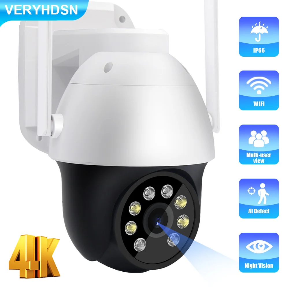 4K 8MP Outdoor Wifi Surveillance Camera Night Vision Full Color Monitor Video Security Cameras CCTV IP Auto Tracking Waterproof 1080p 5g wifi surveillance cameras outdoor camera 360 full color night vision motion detect auto tracking baby monitor ip camera