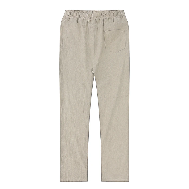 Men's Cotton Linen Pants Male Autumn New Breathable Solid
