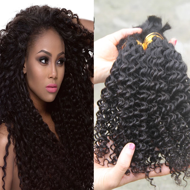 Remy Kinky Curly Peruvian Hair Bulk long length 100% Human Braiding Hair Bulk Machine Made100g Natural Black