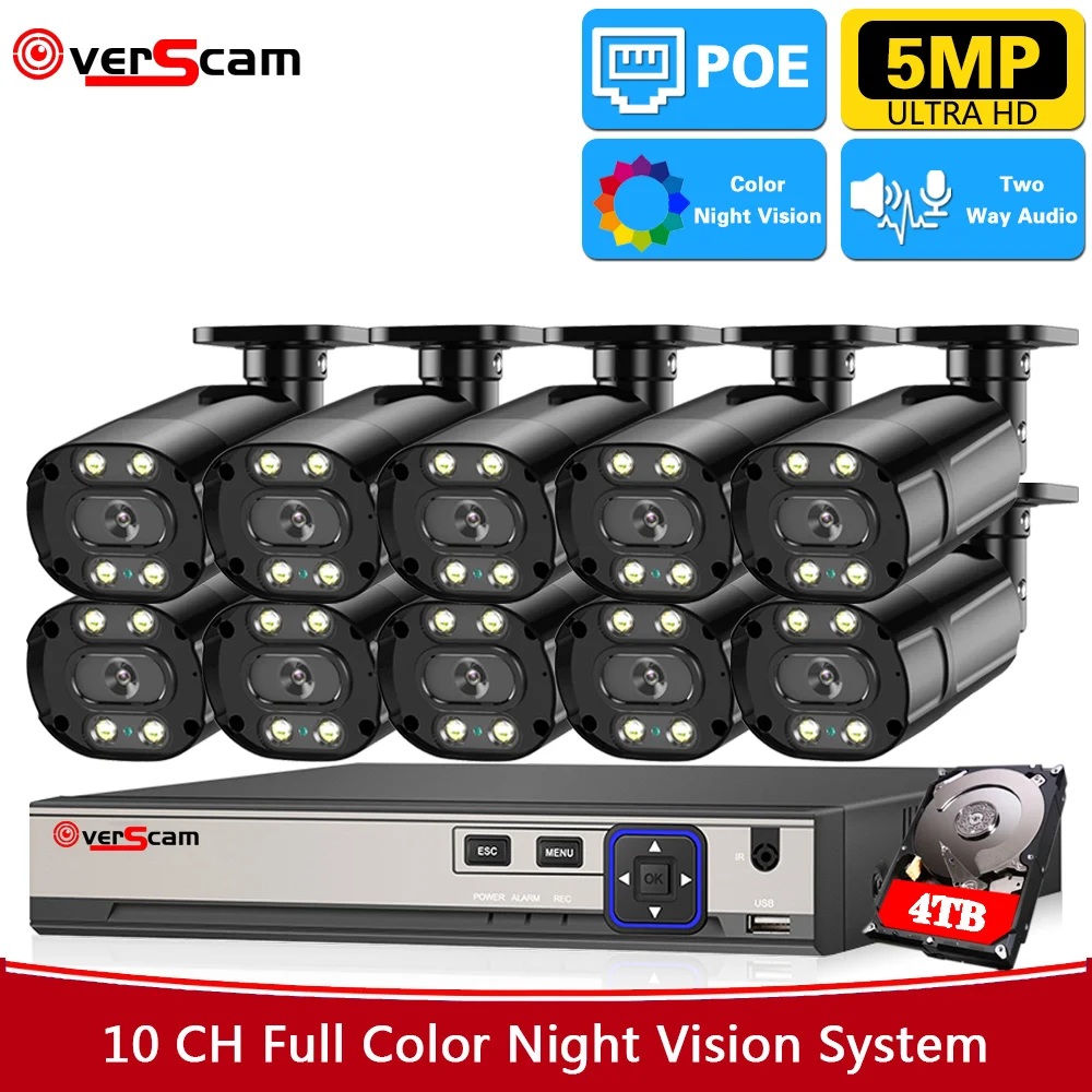 

H.265 CCTV Security Camera System 8CH 4K POE NVR Kit Outdoor Color Night Vision 5MP IP Bullet Camera Video Surveillance Set 10CH