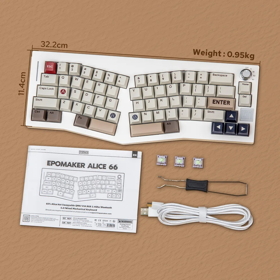 EPOMAKER Alice 66 65% Alice Layout VIA Wired/Bluetooth 5.0/2.4G