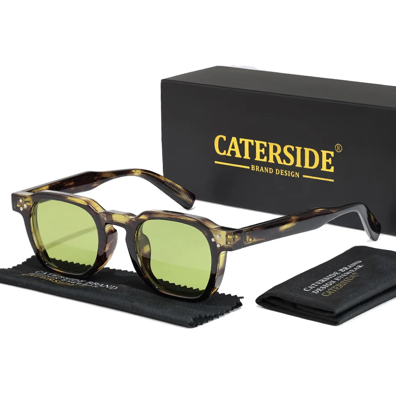 CATERSIDE Retro Square Sunglasses Men Punk Fashion Brand Sun
