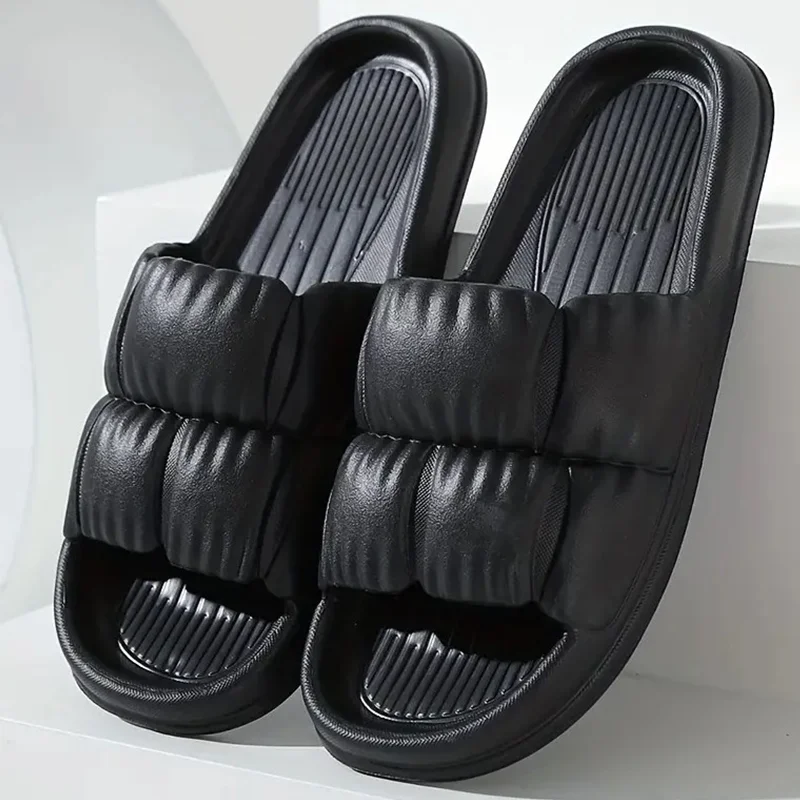 Men's Cloud Slides Pillow Slides, Casual Non Slip Slippers, Open Toe Shoes For Indoor Outdoor Beach Shower, Spring And Summer