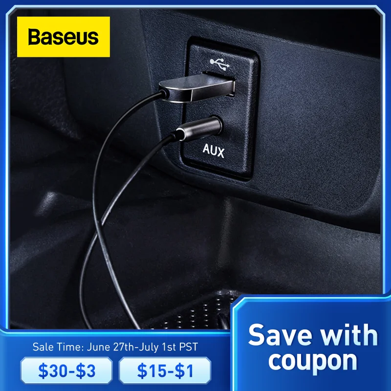 Baseus Bluetooth付きのオーディオレシーバー 3 5mmジャック 車のスピーカー 音楽送信機 ドングルケーブル付き Bluetooth Car Kit Aliexpress