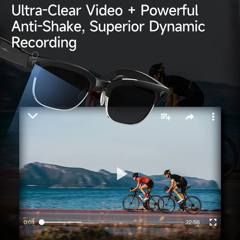 Men Smart Glasses Camera Video Recording AI Intelligent Interactive Translation Smart Sunglasses Bluetooth Call Music Eyeglasses