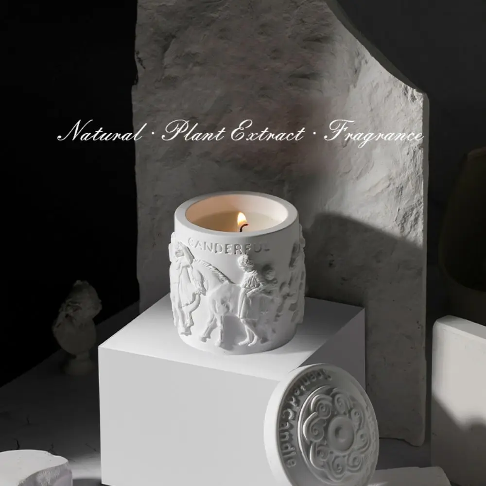 

Romantic Scented Candle Cup Handmade Plaster Vintage Decorative Candles Natural Soy Wax Luxury Candle Jar Gift for Girlfriend