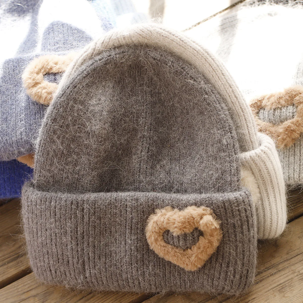 Fashion Hats Penguin Hat Aplic Brown Rabbit Fur Warm Cap main image 1