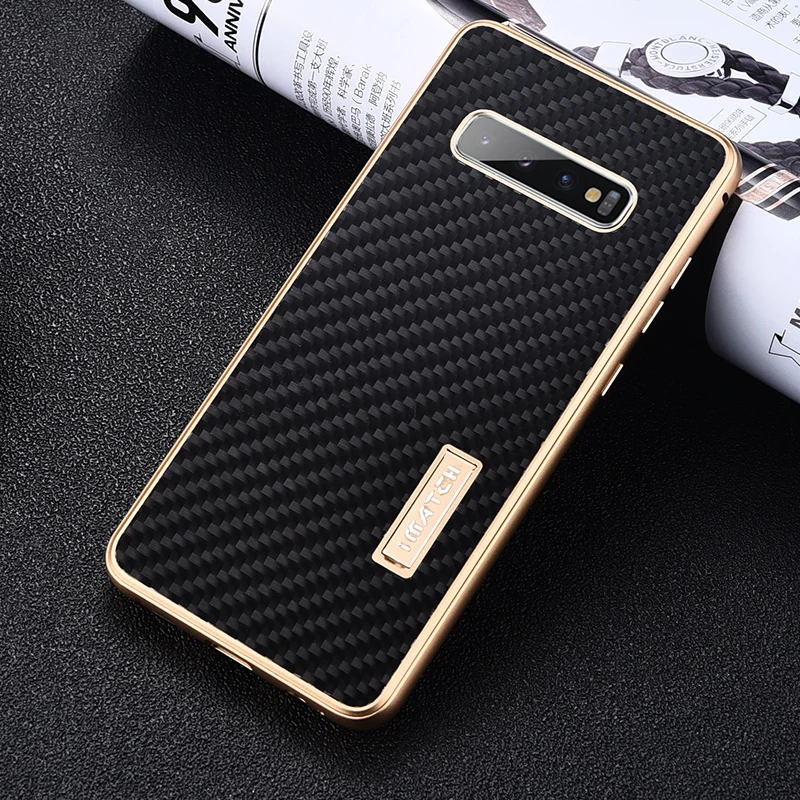 

Imatch Real Carbon Fiber Aluminum Metal Case For Samsung Galaxy S10 Plus Luxury Full Protection Back Cover Case