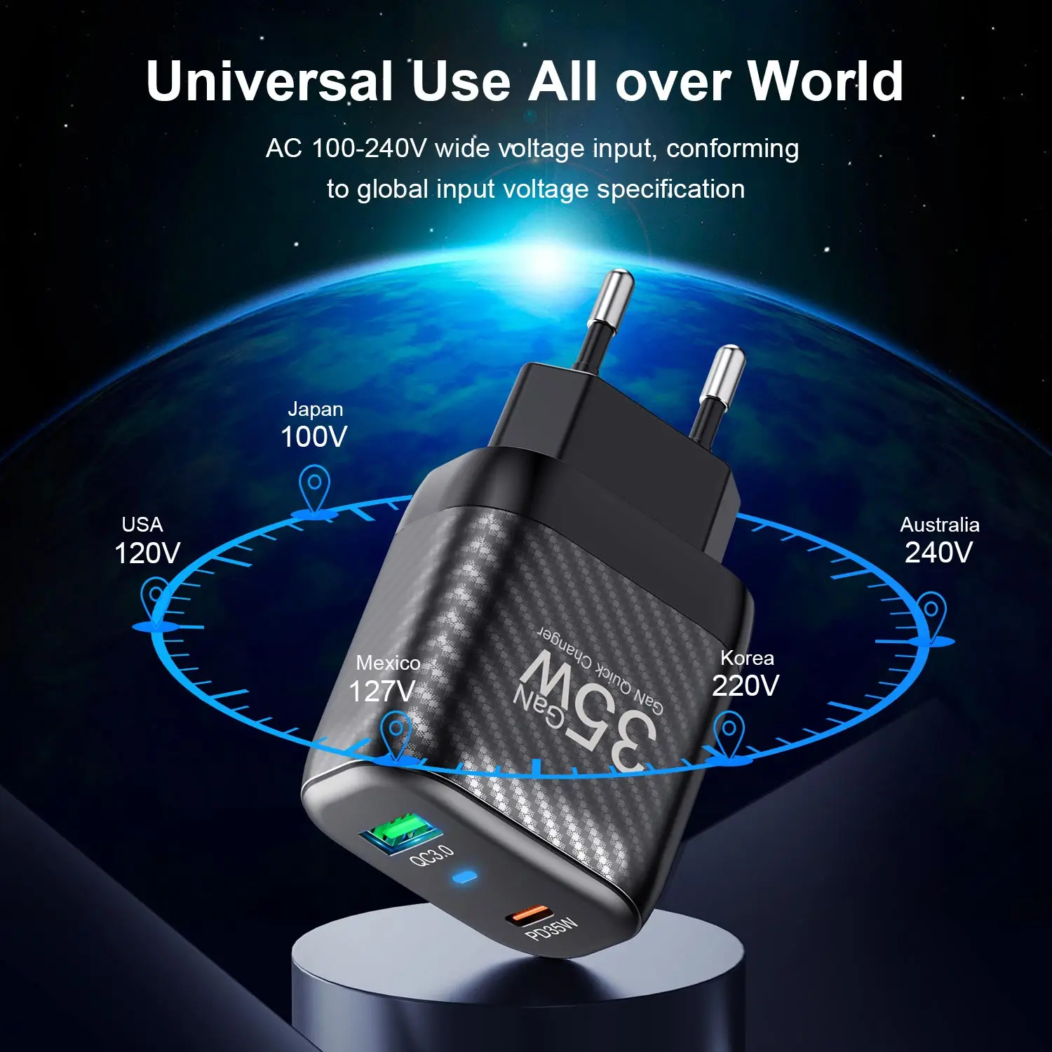 USLION 35W GaN Charger PD Fast Charger For iPhone 15 iPad 9 Air 2 3 Korea Type Phone Wall Charger USB C to USB C Charging Cable