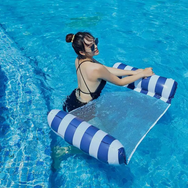 Cadeira Inflável De Piscina - Rede Flutuante Listrada - Adultos E Crianças - Verão Divertido