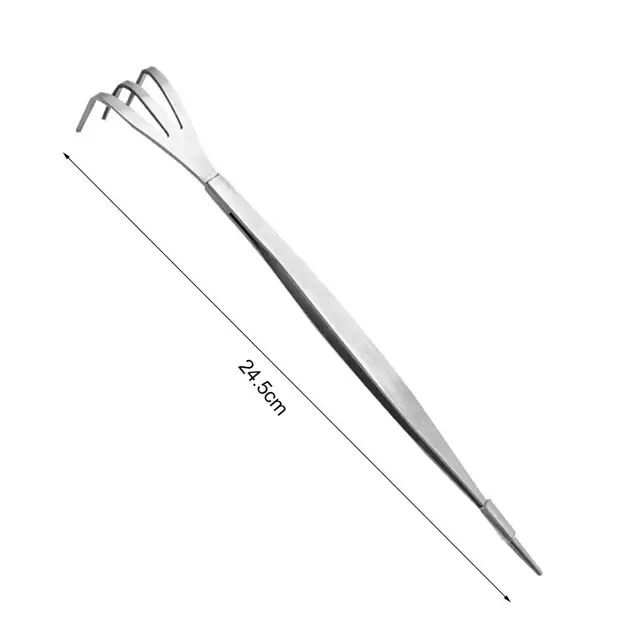 Kertészeti Gyökér Rake Nagy Keménységű Rozsdamentes Acél Gereblye Bonsai Csipeszek Talajtenyésztő Eszköz Az Udvarra - Image 6