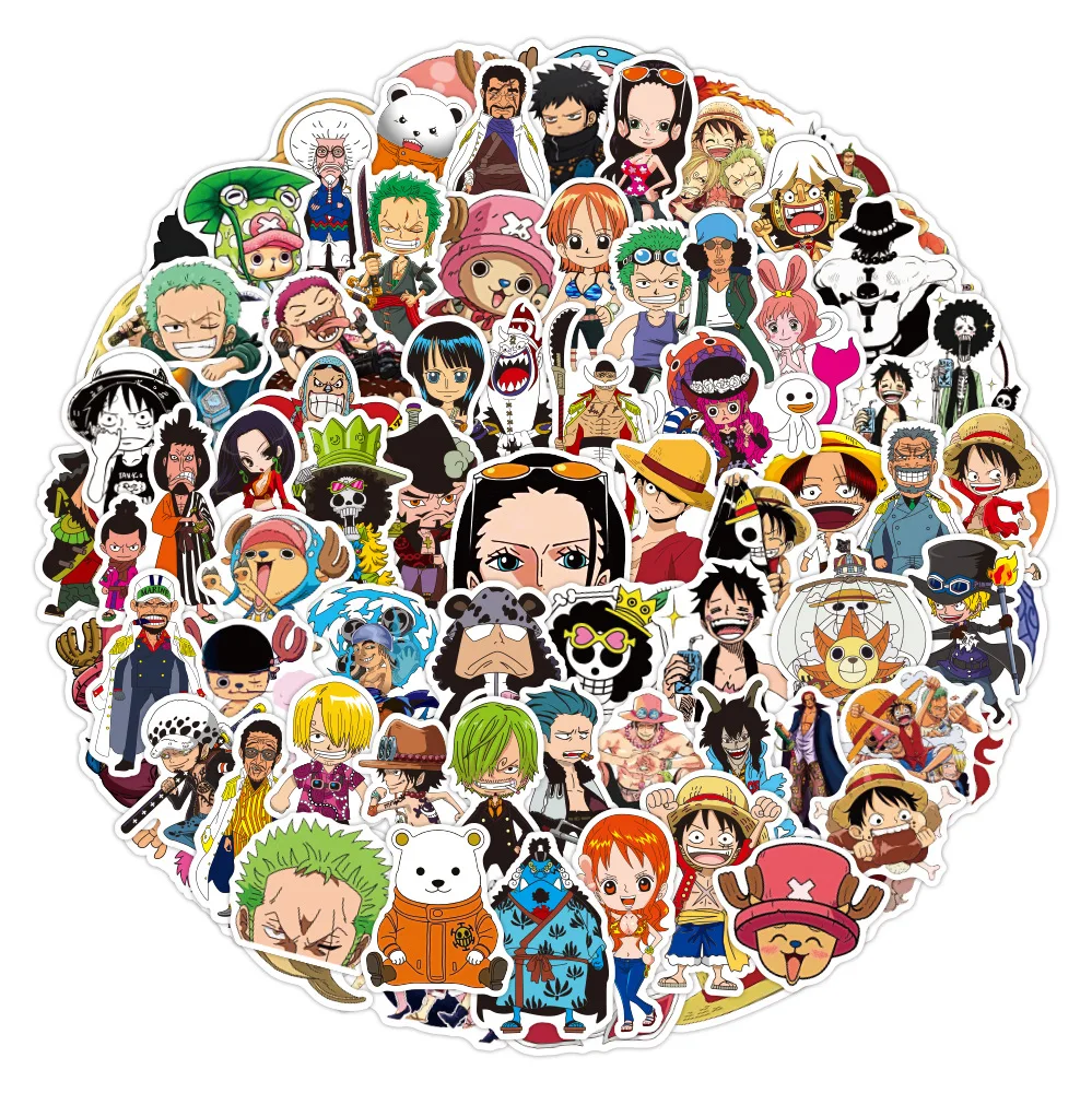 100pcs/Set ONE PIECE Anime Cartoon Stickers Decal For Luggage Notebook Helmet Decal Computer Refrigerator Skateboard Trunk 2