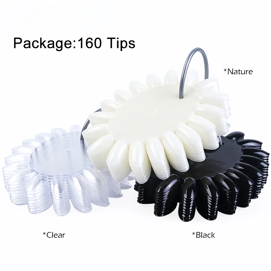 10pcs Round False Nail Art Tips Display Wheel Fake Nail Art Polish Color Card Acrylic Practice Palette With Ring Manicure SA1513